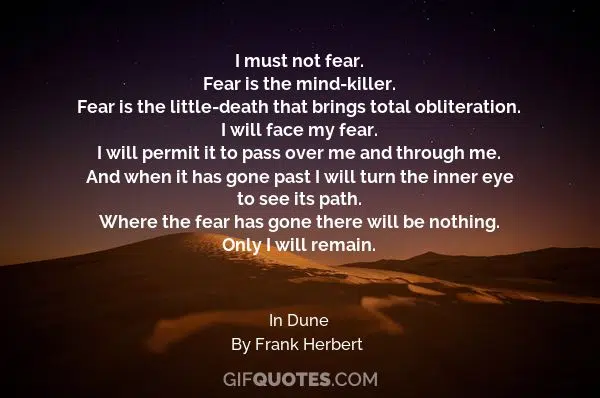Agoraphobia: Managing Irrational Fears Can Lead to Better Life 2 Quote by Frank Herbert in the book, Dune.